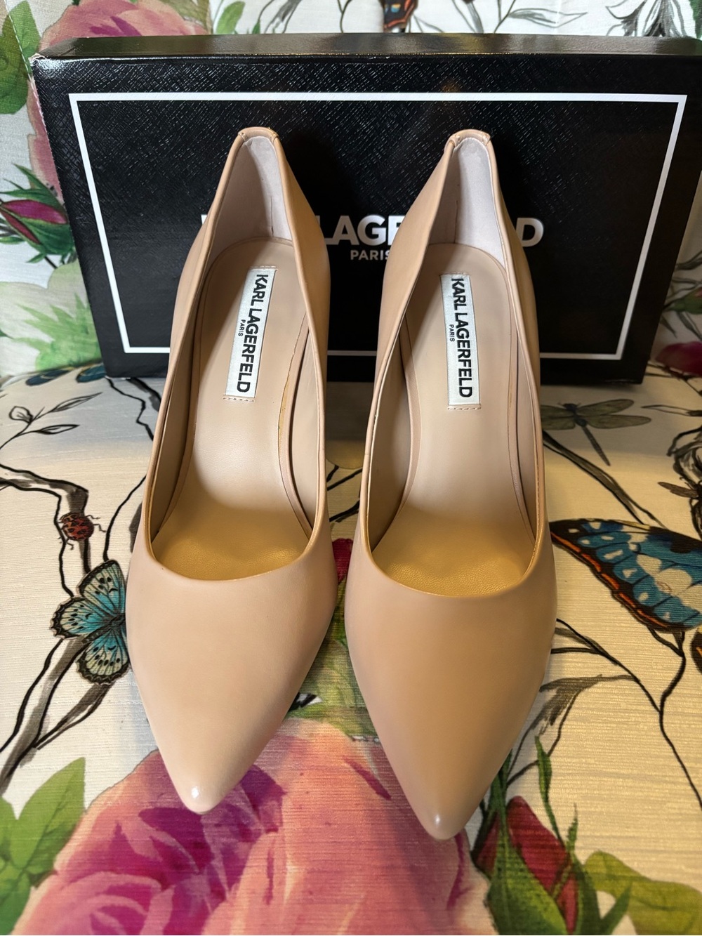 Karl Lagerfeld Blush Nude Pointed-Toe Pumps